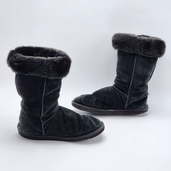 UGG Australia Classic Tall 5815 Sheepskin Suede Black Boots Size 7 - Picture 5 of 12